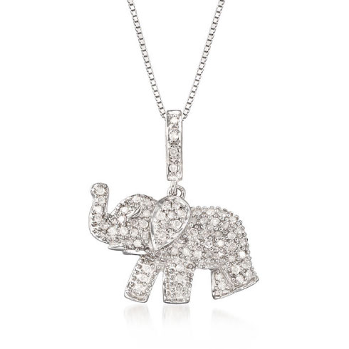 Pave Diamond Baby Elephant Pendant Necklace